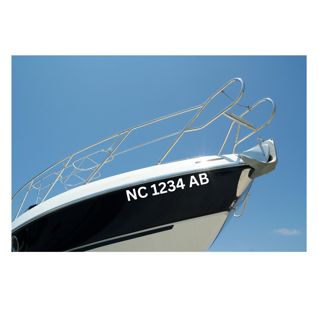 Set of 2 Custom Boat Registration Vinyl Decals