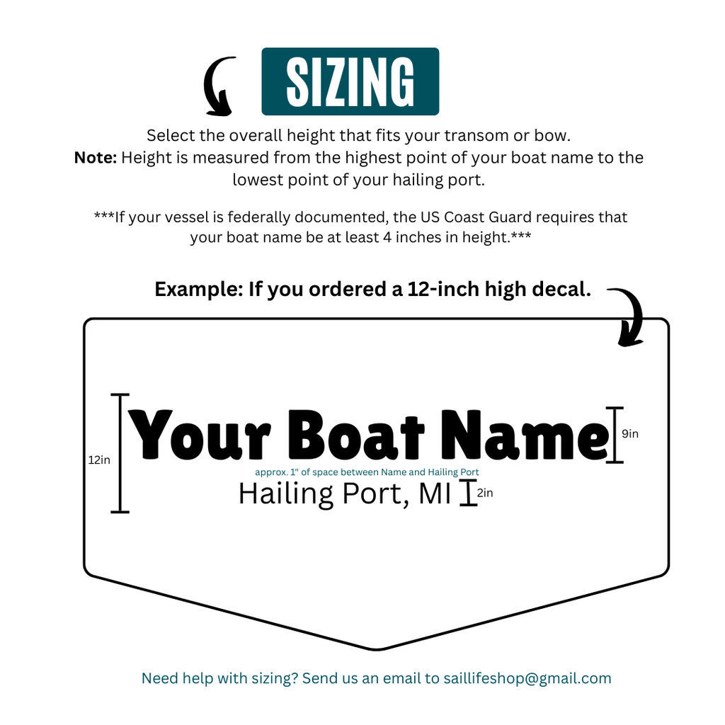 Custom Boat Name Vinyl Decal- Single Color