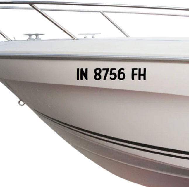 Set of 2 Custom Boat Registration Vinyl Decals